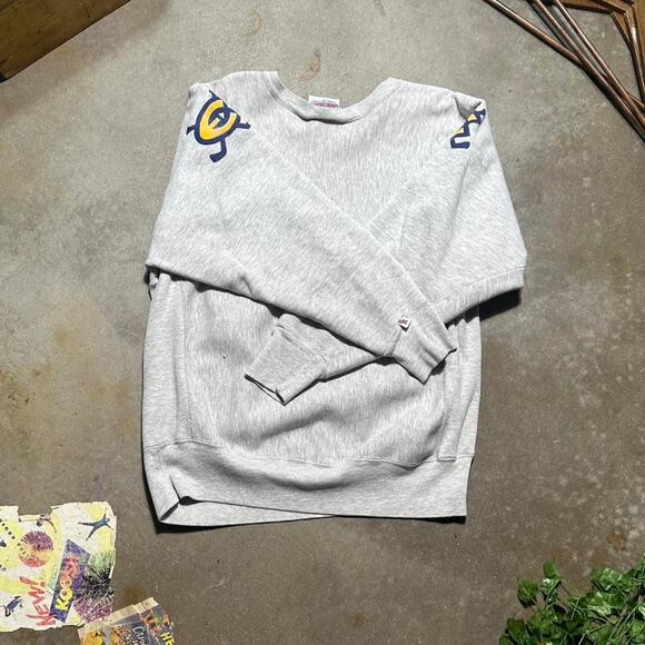 Vintage 90s UWEC Hockey Reverse Weave Style Crewneck Mens Large Grey Sweatshirt - Picture 2 of 5